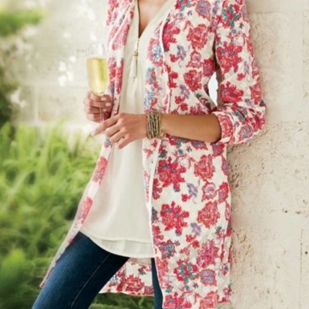 Soft Surroundings Floral Open Cardigan